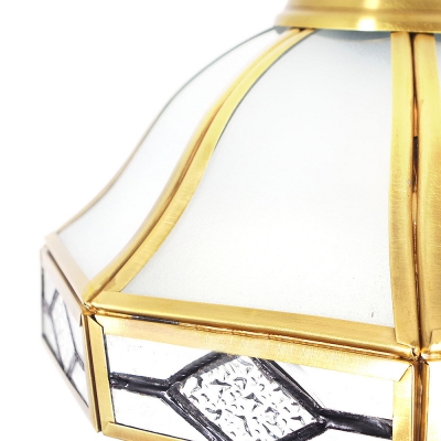 Classic Bowl Shade Hanging Light Single Light Glass Pendant Lighting in Brass for Bedroom