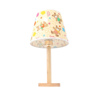 Colorful Tapered Shade Desk Light with Bear/Rainbow Modern Fabric Study Light for Bedside Table