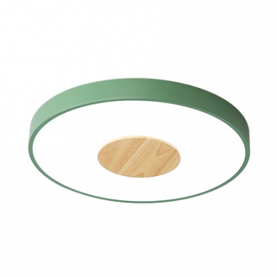Concentric Circle Kindergarten Flush Mount Light Wood Contemporary LED Ceiling Lamp in Warm/White