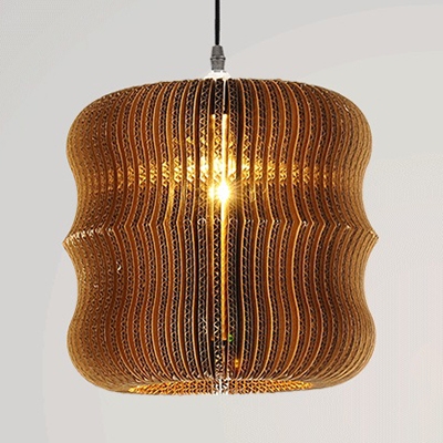 Corrugated Fiberboard Pendant Light Restaurant 1 Light Rustic Stylish Hanging Light in Beige