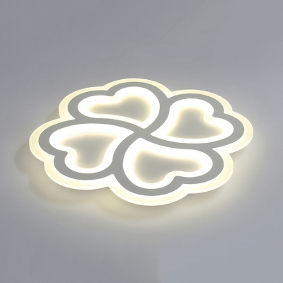 Creative 4 Hearts Ceiling Mount Light Acrylic White 3 Modes for Option LED Flush Light for Foyer