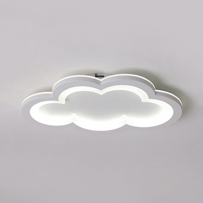 Cute Cloud LED Ceiling Mount Light Acrylic Gray/White Flush Light in Warm/White for Kindergarten