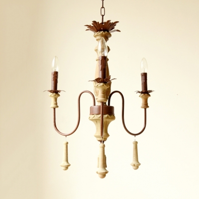 Dining Room Candle Shape Chandelier Metal 3/5/6/8 Lights Rustic Style Rustic Pendant Lamp
