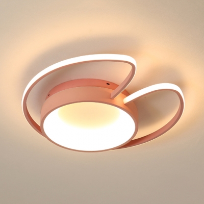 Ear-Shaped Child Bedroom Flush Ceiling Light Acrylic Nordic Blue/Pink LED Ceiling Lamp in Warm/White