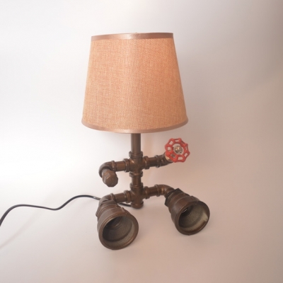 Fabric Bucket Desk Light Robot Shape 1 Light Retro Loft Reading Light in Beige for Study Room