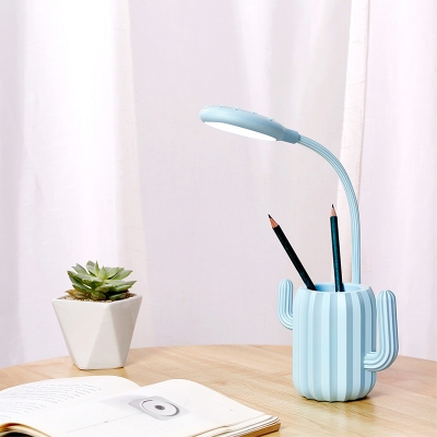 Flexible Neck Cactus Desk Light Dormitory 1 Head Lovely Switch Control LED Study Light in Blue/Green/Pink