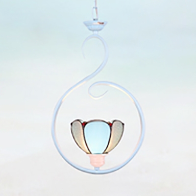 Glass Shade Pendant Light 1 Light Tiffany Style Contemporary Ceiling Light for Bedroom
