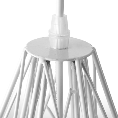 Large Cage LED Pendant Light with Reel Iorn in White Finish