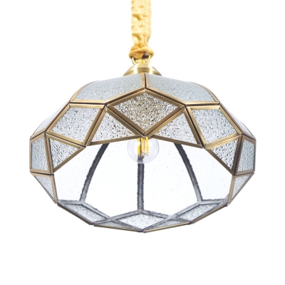 Living Room Dome Ceiling Light Glass 1 Light Colonial Style Brass Suspension Light