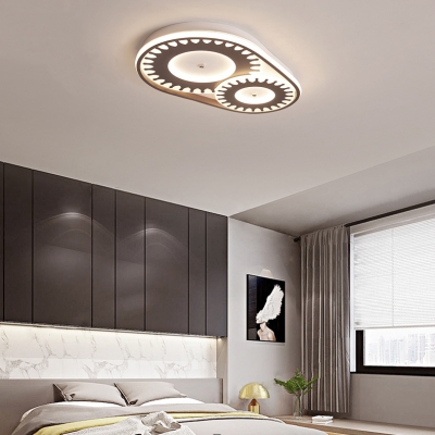 Living Room Gear Shaped Ceiling Mount Light Acrylic 2/3/4/6 Heads White LED Flush Light