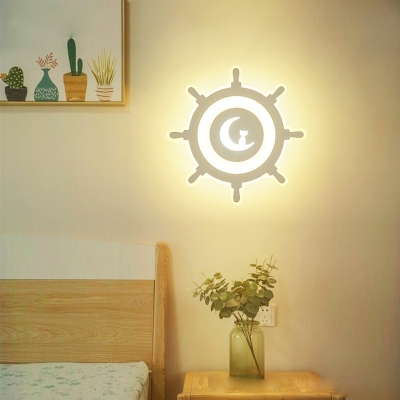 Lovely Rudder LED Wall Lamp Acrylic White Sconce Light in Warm for Kid Bedroom Kindergarten