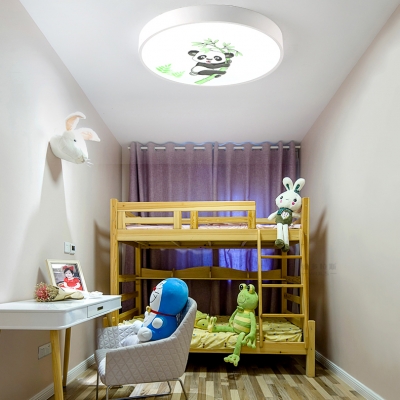 Lovely White LED Ceiling Mount Light with Panda Third Gear Acrylic Flush Light for Boy Girl Bedroom
