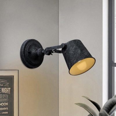 Metal Bucket Shade Rotatable Wall Light Restaurant One Light Retro Loft Wall Lamp in Aged Steel