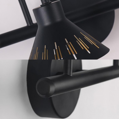 Metal Cone Shade Vanity Lighting Makeup Table 1/2/3 Lights Industrial Black Wall Light in Neutral
