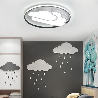 Nordic Style Black/Pink Ceiling Mount Light Cloud/Snail Metal LED Flush Light for Nursing Room