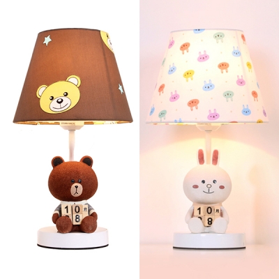 Resin Toy Bear/Rabbit Desk Light 1 Light Cartoon Study Light in White/Brown for Child Bedroom