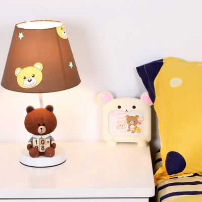 Resin Toy Bear/Rabbit Desk Light 1 Light Cartoon Study Light in White/Brown for Child Bedroom