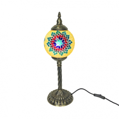 Stained Glass Touch Shape Table Light Kid Bedroom 1 Light Moroccan Mosaic Table Lamp with Plug-In Cord