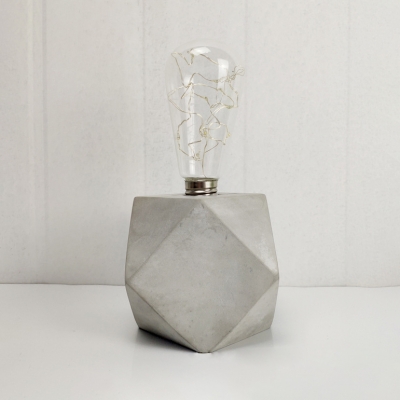 Study Room Bare Bulb Desk Light Cement 1 Light Retro Loft Gray Table Light with Cylinder/Square/Polygon Body