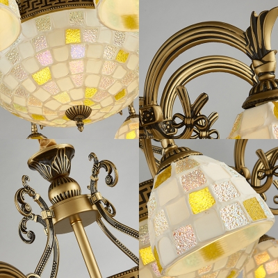 Tiffany Style Vintage White Hanging Light Dome Shade Glass Metal Hanging Light for Restaurant