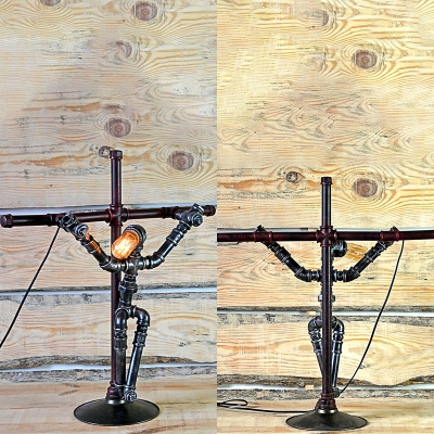 Vintage Style Cross Robot Desk Light Metal Single Light Table Lighting with Plug In Cord for Shop