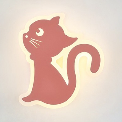 1/2 Pack Cat Wall Light Lovely Metal Wall Sconce in Macaron Yellow/Pink/Blue for Child Bedroom