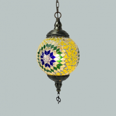 1/3 Pack Orb Bedroom Hanging Light Glass 1 Light Moroccan Pendant Lamp in Orange/Red/Yellow(Random Color Delivery)