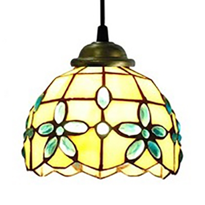 1 Light Down Lighting Pendant Light Tiffany Style Vintage Glass Suspension Light for Restaurant