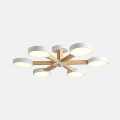 Creative Snowflake Semi Flush Light 3/6/8 Heads Acrylic Gray/White Ceiling Lamp in Warm/White for Kid Bedroom