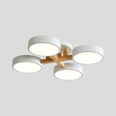 Nordic Drum Semi Ceiling Mount Light Acrylic 3/4/5 Lights Candy Colored LED Ceiling Lamp in Warm/White for Bedroom