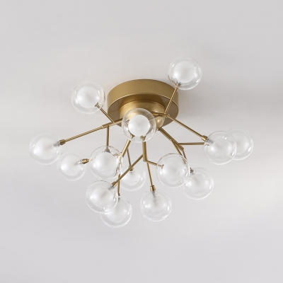 Modo Living Room Semi Flush Mount Light Glass 15/27/36/45 Lights Elegant Ceiling Light in Gold