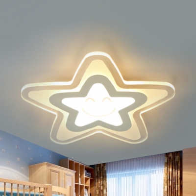 Acrylic Moon Star/Star Ceiling Mount Light Modern LED Flush Light in Warm/White for Study Room