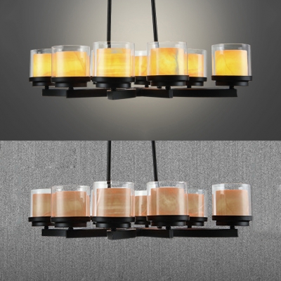 American Rustic Black Chandelier Cylinder Candle 6/8 Lights Metal Hanging Lamp for Bar