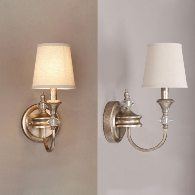 Antique Style Candle Sconce Light 1 Light Metal Shade/Shadeless Wall Lamp in Sliver for Stair