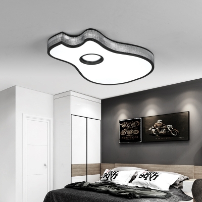 Baby Bedroom Guitar Flush Ceiling Light Acrylic Creative Black/White LED Ceiling Fixture in Warm/White