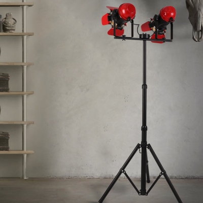 Black Camera Shape Floor Lamp 2 Heads Industrial Metal Floor Lamp for Living Room Bedroom