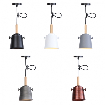 Bucket Shade Dining Room Suspension Light Metal 1 Light Industrial Pendant Lamp with Adjustable Cord