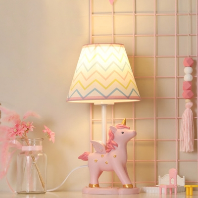 Cartoon Unicorn LED Desk Light 1 Light Resin Reading Lamp with Plug In Cord for Girl Bedroom