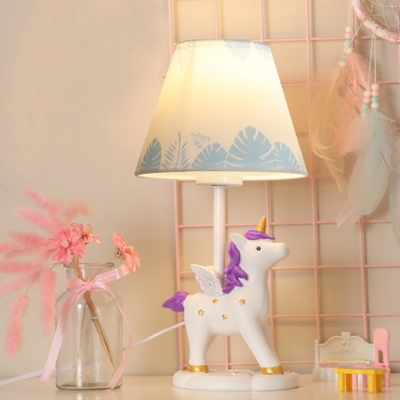 Cartoon Unicorn LED Desk Light 1 Light Resin Reading Lamp with Plug In Cord for Girl Bedroom