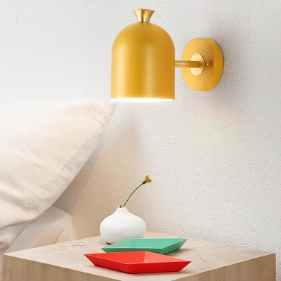 Contemporary Macaron Colored Sconce Light Cup 1 Light Metal Sconce Lamp for Kids Bedroom