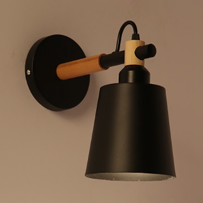 Contemporary Pail Wall Light 1 Light Metal Sconce Light in White/Black for Dining Room Bar