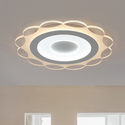Creative Floral LED Flush Mount Light Acrylic 2 Modes Choice Ceiling Fixture in Warm & White for Nursing Room