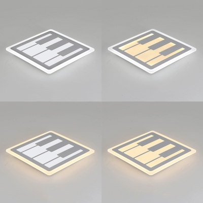 Creative Square Piano Ceiling Light Metal Warm Lighting/White Lighting/2 Lighting Mode for Study Room