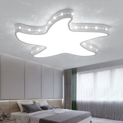 Etched Starfish LED Flush Light Contemporary Metal 4 Modes Optional Ceiling Mount Light for Kid Bedroom
