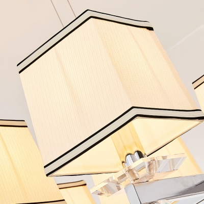 Fabric Metal Island Light Dining Room 6/8 Lights Modern Style Pendant Lighting in Chrome