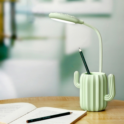 Flexible Neck Cactus Desk Light Dormitory 1 Head Lovely Switch Control LED Study Light in Blue/Green/Pink