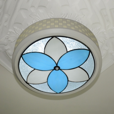 Glass Flower/Star/Windmill Flush Mount Light Kid Bedroom Contemporary Ceiling Light