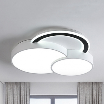 Kid Bedroom Circle Flush Light Acrylic Modern LED Ceiling Mount Light in Warm/White/Third Gear