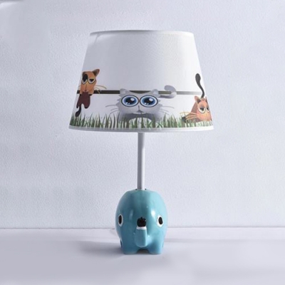 Kid Bedroom Elephant LED Desk Light Fabric Resin 1 Light Animal Blue Dimmable Reading Light