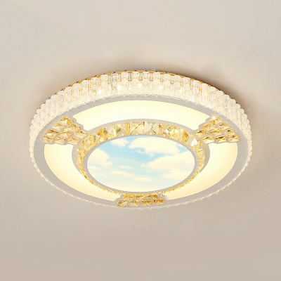 Kid Bedroom Slim Panel Ceiling Mount Light Acrylic Crystal Third Gear Modern LED Ceiling Lamp